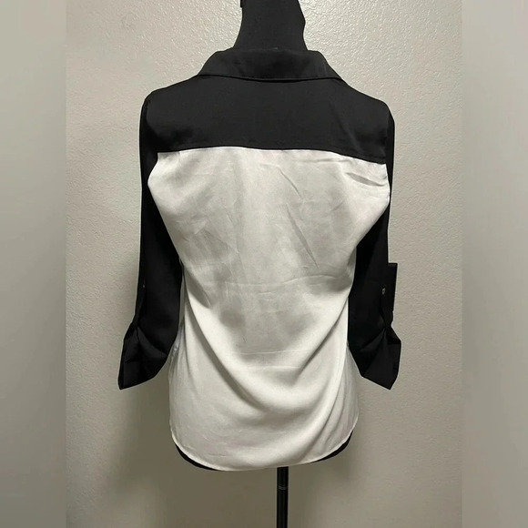 Vintage Y2K 90s 2b bebe color block collared blouse w roll tab sleeves XS - Picture 4 of 7